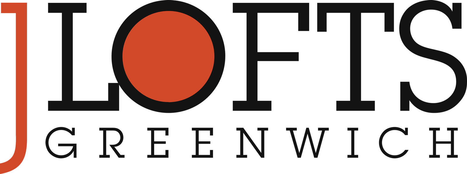 orange-red and black JLofts Greenwich logo