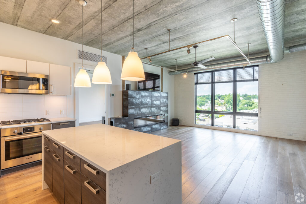 large open concept living room and kitchen